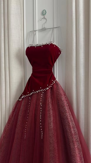 فستان سهرة جوخ مطرز لول لمعه