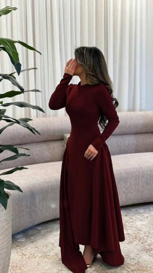 فستان مطفي عنابي