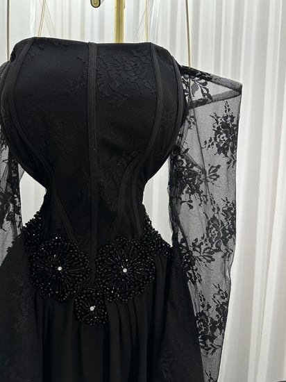 فستان جورجيت دانتيل تطريز يدوي