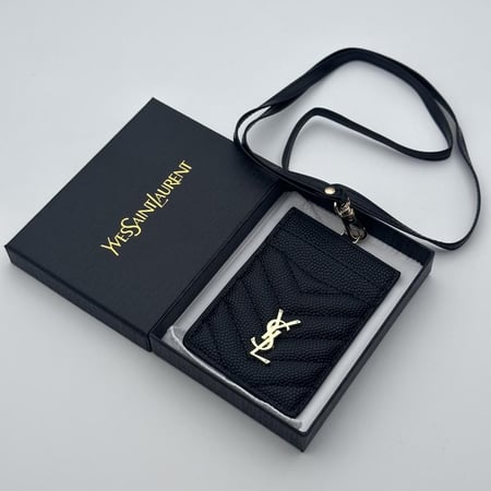 حامل بطاقات عمل ايف سان لوران اسود