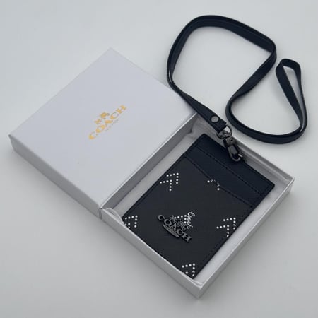 حامل بطاقات عمل كوتش اسود بشعار اسود 2