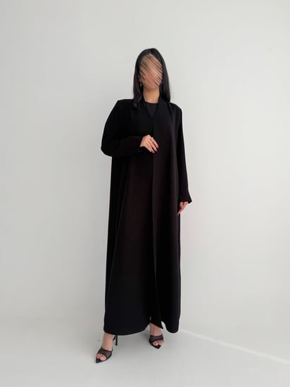 عباية صيفية كريب إندونيسي بقصّة جاكت مع كتفات