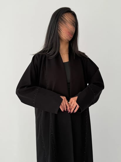 العليا | بقماش كريب اندونيسي اسود مع شك دردوزي