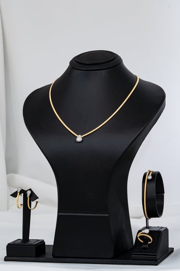 طقم حرير إيطالي قطر الندى نحيف - ذهب عيار 18