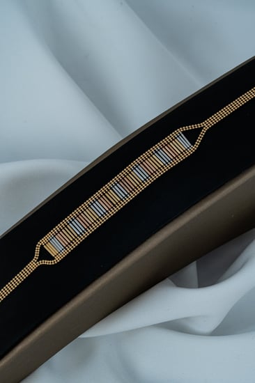 سوارة سلم إيطالي ملون 3 ألوان – ذهب عيار 18