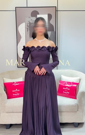 فستان ايلاف (فستان ليلكي باربي ورود ليزر وبوليسيه)