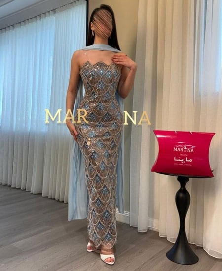 فستان زينب الكحلي (فستان شك سهره وشال كرنكل)