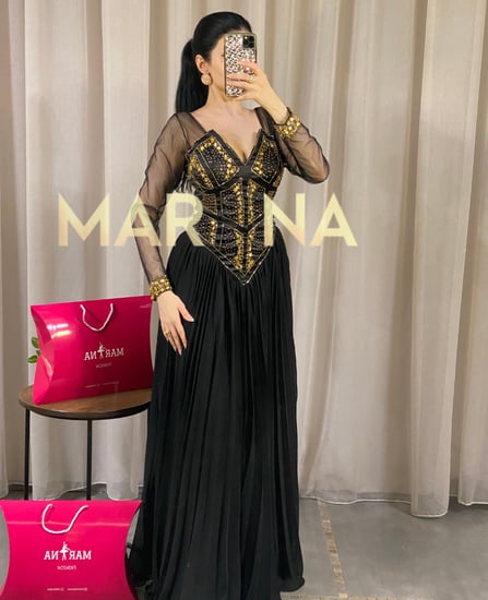 فستان إلينا (فستان جورجيت بوليسية مع تطريز راقي)