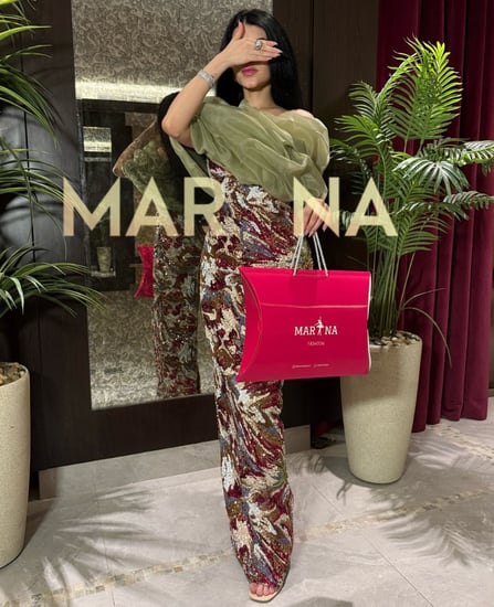 فستان نجود (فستان قطعة مع اكتاف اورجنزا انيقه)