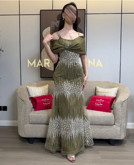 فستان نانسي زيتي (فستان زيتي كلفه شك سهره فنيكه صدريه باربي)