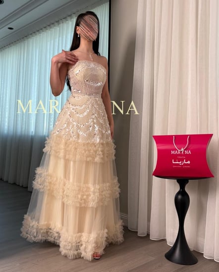 فستان كنوز (فستان بيج صدريه شك سهره وتل تيواني طبقات )