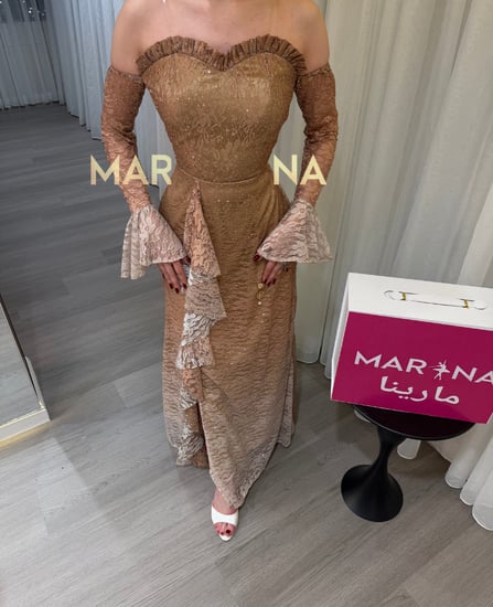 فستان نيار (فستان مموج جبير استرتش فصوص)