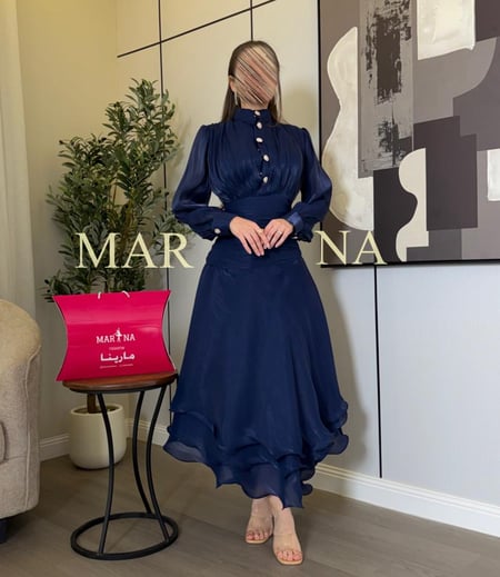 فستان ريماس (فستان كحلي كرنكل )