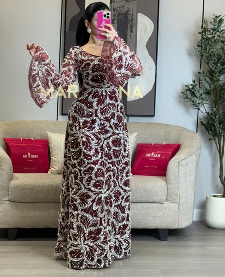 فستان ماجده عودي (فستان عودي شك سهره بطانه تفته)