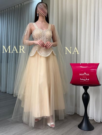 فستان تولي (فستان بيج صدريه شك سهره وتل تيواني )
