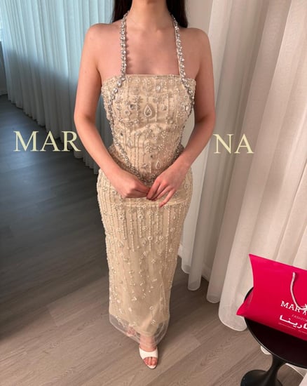 فستان فدوى (فستان بيج شك سهره وكرستال)