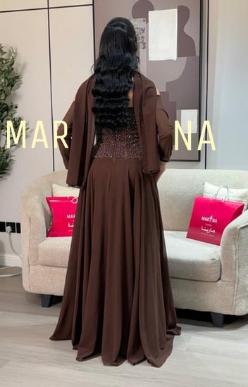 فستان ميران (فستان موكا جورجيت وتطريز يدوي )