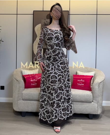 فستان ماجده الموكا (فستان موكا شك سهره فضي)