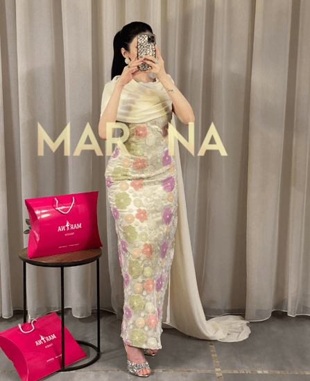 فستان صمود (قطعه مورد أنيق مع شال جورجيت)