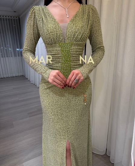 فستان قمر (فستان تفاحي استرتش وتطريز يدوي)