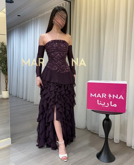 فستان روانا (فستان ليلكي صدريه شك سهره كسرات جورجيت اكمام منفصله)