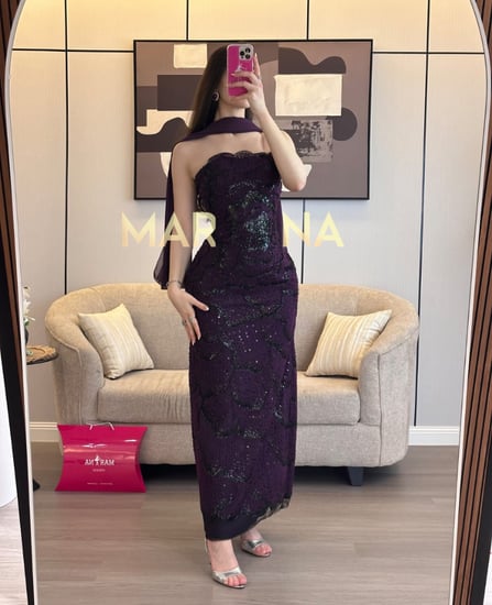 فستان مهاء (فستان كلفه شك سهره وشال جورجيت)