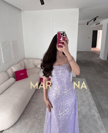 فستان سوزي (فستان موف كلفه ترتر وذيل)