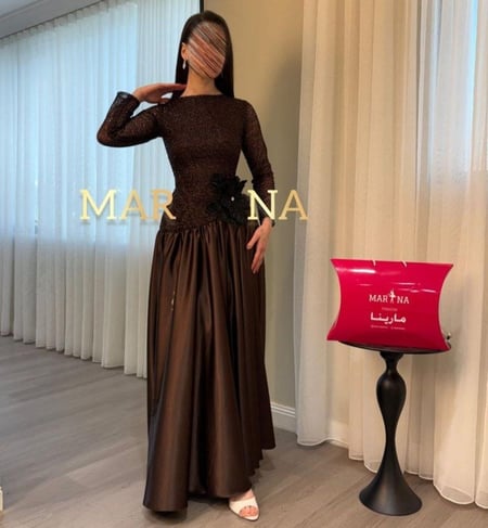 فستان ريفان موكا (فستان موكا صدريه شك وتفته سيلا )