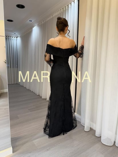 فستان ماريس (فستان اسود دانتيل فرنسي )