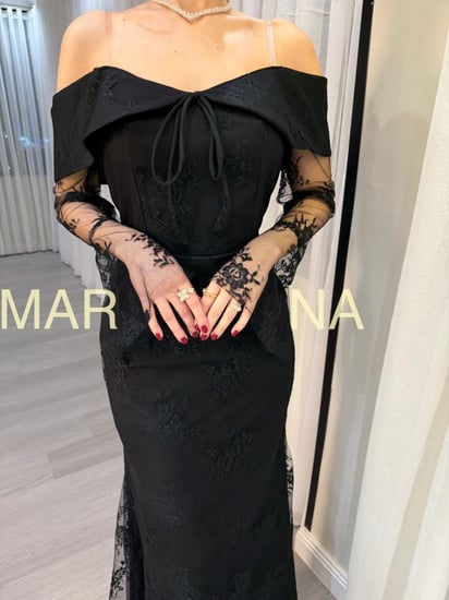 فستان ماريس (فستان اسود دانتيل فرنسي )