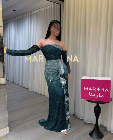 فستان شذى (فستان مموج جبير استرتش فصوص)