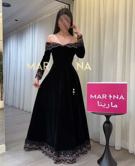 فستان رزان (فستان اسود جوخ كوري كلفه انيقه)