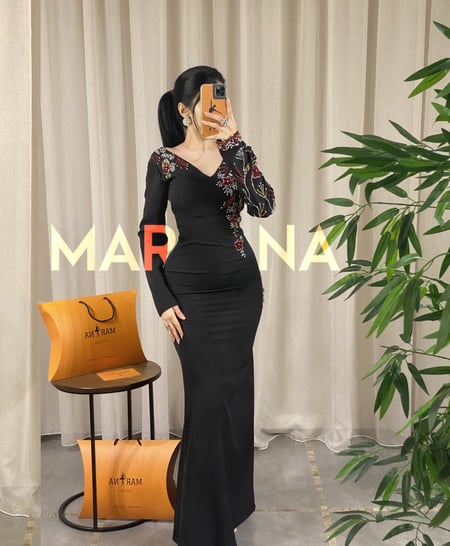 فستان سهرة اسود طويل