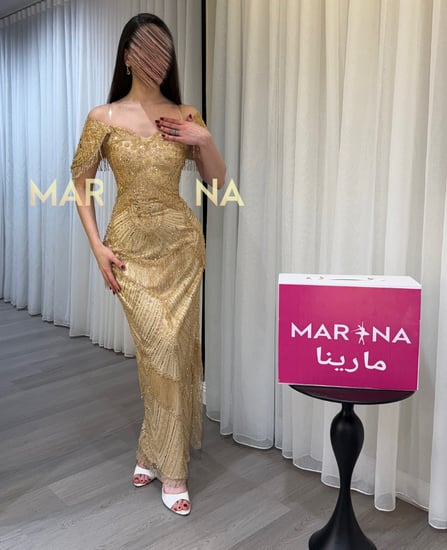 فستان ريلا (فستان ذهبي كلفه شك سهره راقيه)