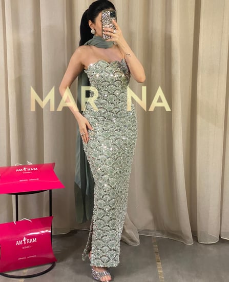 فستان ريماس (فستان قطعه لول راقي مع شال ناعم)