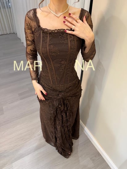 فستان ميلاف (فستان موكا دانتيل فرنسي)