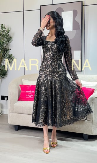 فستان ايلين (فستان اسود دانتيل فرنسي )