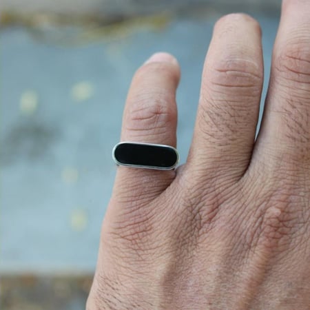 خواتم رجاليه فضه لون اسود