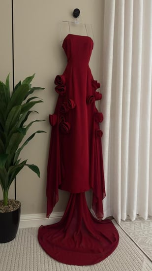 فستان سهره ناعم عودي مورد