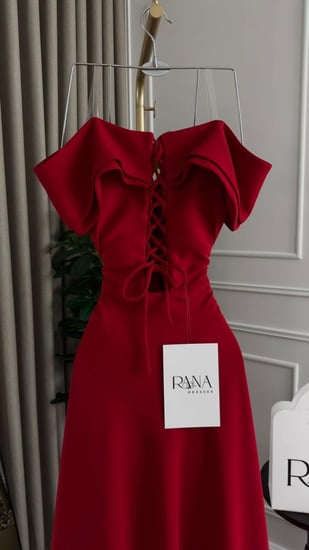 فستان سهره كحلي اوف شولدر