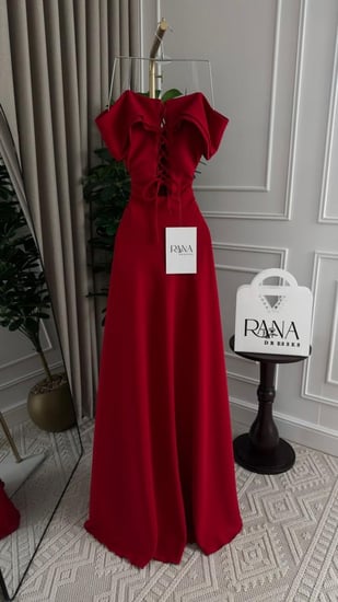 فستان سهره كحلي اوف شولدر