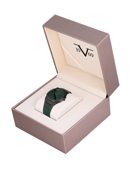 ساعة رجالية ماركة V19.69 اسود . مينا اخضر ربر اخضرموديل VSSGR25359G