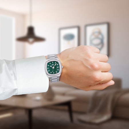 ساعة رجالية ماركة دايموند هيل فضي مينا أخضر موديل DHSSGR43051M