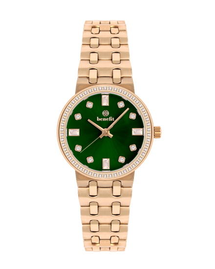 ساعة نسائية ماركة بنفيت ذهبي مينا اخضر موديل BNGPGR0038L