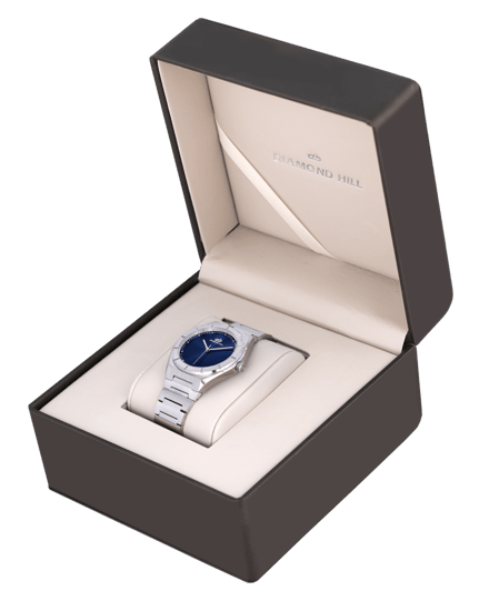 ساعة رجالية ماركة دايموند هيل فضي مينا ازرق DHSSBL002G