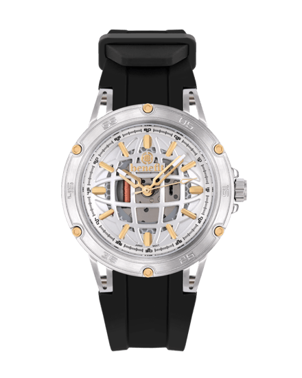 ساعة رجالية ماركة بنفيت فضي ذهبي مينا فضي موديل BNTTGPSL10021M