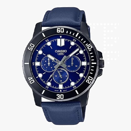 ساعة كاسيو جلد رجالي CASIO Youth Analog Men Watch MTP-VD300BL-2EUDF