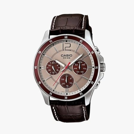 ساعة كاسيو رجالي جلد CASIO Multi Hands Men Formal Watch MTP-1374L-7A1VDF
