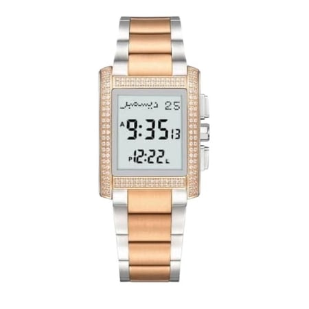 ساعة الحرمين دايموند الكلاسيكية HA-6208 مقاس 33MM مرصعة بالكريستال 4 جوانب