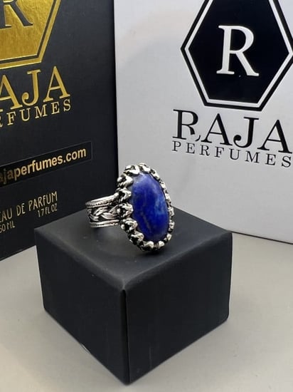 خاتم فضة 925 بحجر اللازورد - خواتم فخمة - متجر راجا